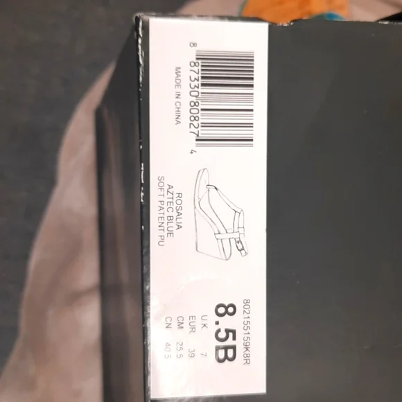 RALPH LAUREN ROSALIA AZTEC BLUE SOFT PATENT SANDAL SIZE 8.5 - Picture 7 of 7